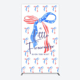 Aperturee - Aperturee Usa Flags Bows Firecracker Baby Shower Rectangle Backdrop